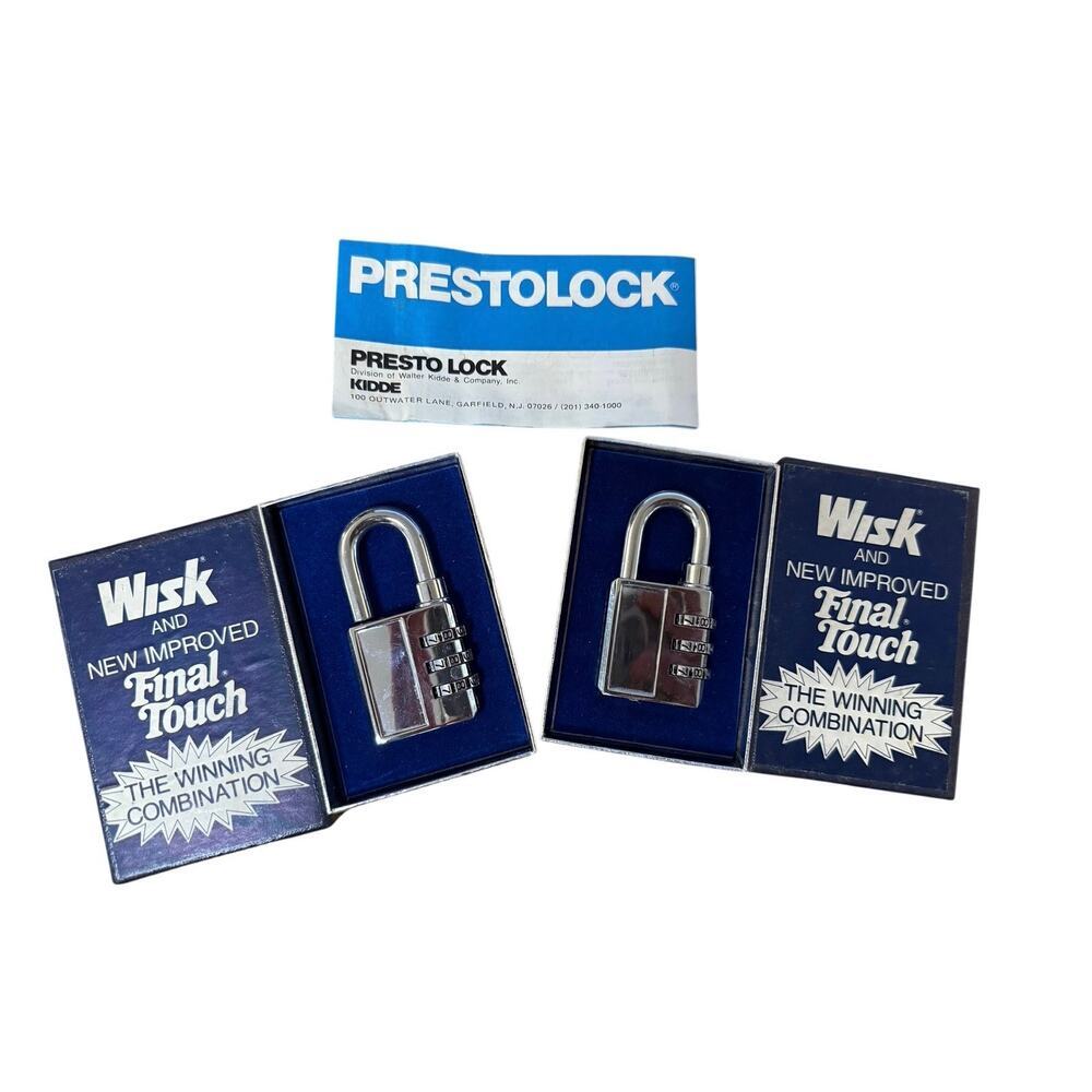 NIB Prestolock Wisk Final Touch Silver Combination Lock Vintage Sportsman 2430PC